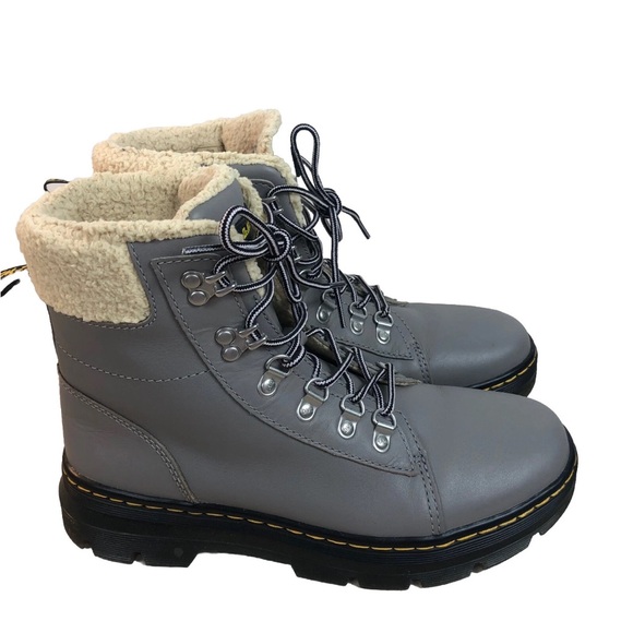 Doc Martens Air Wair Womens Size 9 Combs Sherpa Fur Lined Lace Up Boots Gray - Picture 1 of 8